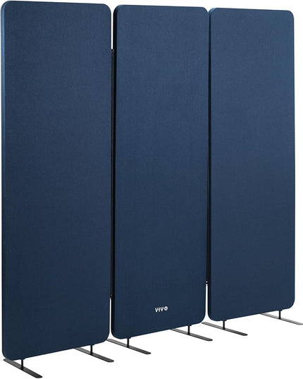 VIVO Freestanding 72 x 66 inch Privacy Panel, Cubicle Divider, Acoustic Wall Partition, x3 24 inch Panels, Navy Blue, PP-3-T072NB
