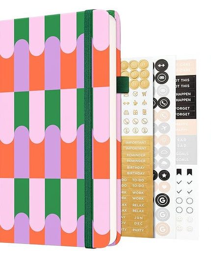 &And Per Se Dotted Journal Notebook, A5 Hardcover Bullet Dotted Journal, 160 Pages 100 gsm Thick Paper, 3 Sheets of Stickers Included - 5.7'' x 8'' (Color Block)