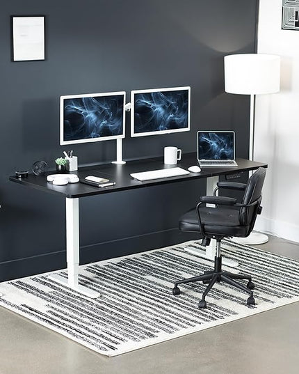VIVO Electric 71 x 30 in Dual Motor Sit Stand Desk, Memory Height Adjustment, 2B Series, Black Top White Frame, DESK-KIT-2W7B