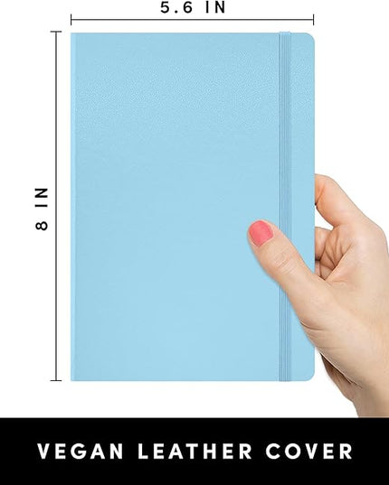 PAPERAGE Lined Journal Notebook, (Light Blue), 160 Pages, Medium 5.6 in x 8 in - 100 GSM Thick Paper – Hardcover Journaling Notebook for Work, School & Note Taking