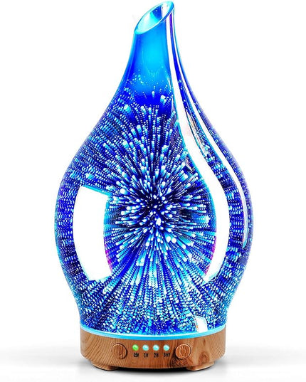 Porseme Oil Diffuser 3D Glass Aromatherapy Ultrasonic Humidifier, Air Refresh Auto Shut-Off, Timer Setting, BPA Free for Home Hotel Yoga Leisure SPA Gift 150ml Last 6H