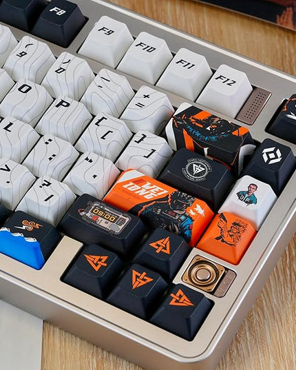 Custom PBT Keycaps, Black White Anime Style Keycaps Cherry Profile Dye Sublimation Keycap 130 Keys Manga Keycap Set for Mechanical Keyboard 61/64/75/84/87/104/108 Layout