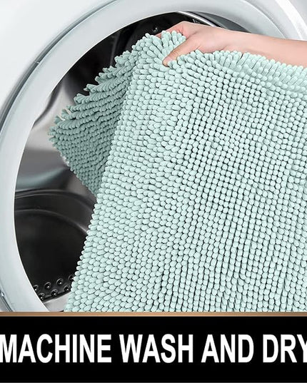 MAYSHINE Round Area Rug Set for Bathroom | Soft Plush Chenille Bath Mat, Water Absorbent Non-Slip Bathroom Rug | Washable Shag Carpet for Shower, Bedroom, or Home Décor | 36"x36" (Round) | Spa Blue