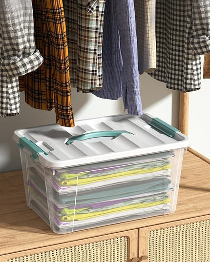 6-Pack Clear Storage Latch Bins, 14 L Plastic Storage Boxes with Lid