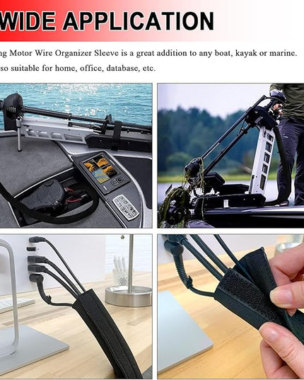 6 PCS Trolling Motor Cable Organizer Sleeve, 60" L Neoprene Troll Sleeve Trolling Motor Wire Cover, Cable Management Sleeve Wrap for Cover Wire and Extension Cords