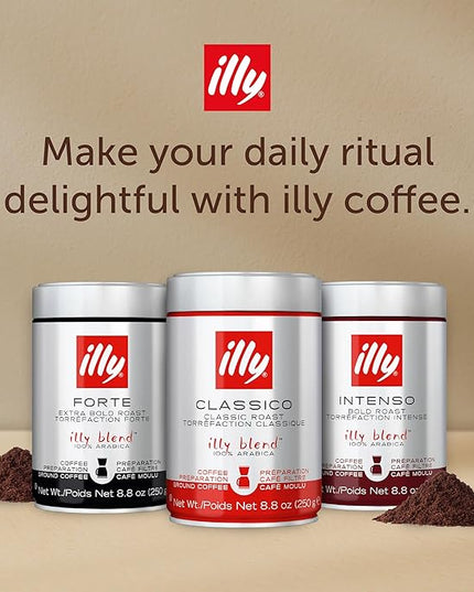 illy Ground Drip Coffee, Forte Dark Roast, 100% Arabica, Premium Italian Coffee, Pre-Ground for Drip Brewers, 8.8oz, 6 Pack