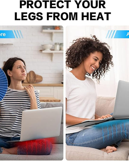 AboveTEK Portable Laptop Lap Desk w/Retractable Left/Right Mouse Pad Tray, Non-Slip Heat Shield Tablet Notebook Computer Stand Table w/Sturdy Stable Work Surface for Bed Sofa Couch or Travel