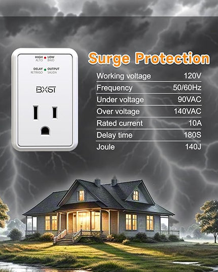 [ETL Listed] BXST Single Outlet Surge Protector for Refrigerator Voltage Protection Mini Wall Outlet Surge Protector Plug in for Computer/TV/PC 140J 1200W（2 Pack）