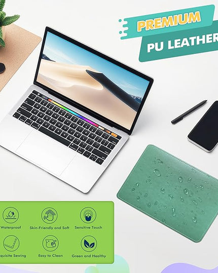 Mouse Pad, PU Mouse Pad，Leather Mouse Pad with Stitched Edge Micro-Fiber Base with Non-Slip Waterproof，Mouse Pad for Computers，Laptop, 8x11Inch (Turquoise)