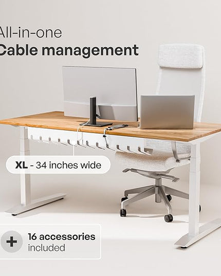 PAMO Cable Management Under Desk for Easy mounting Under-Table I Set of 2 - with 10X Cable Ties I Desk Organizer for Office/Home Office Table Thoughtful Cable Tray Holder