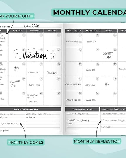Clever Fox Planner – Undated Weekly & Monthly Planner for Productivity, Time Management & Goals – Organizer Journal – A5 (Aquamarine)