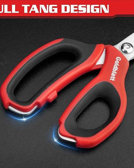 Goldblatt 2PCS Heavy Duty Scissors, Multipurpose Shop Scissors with Stainless Steel Blade and Comfortable Handle, Easy Cutting Cardboard, Wires, Leather, Fabric