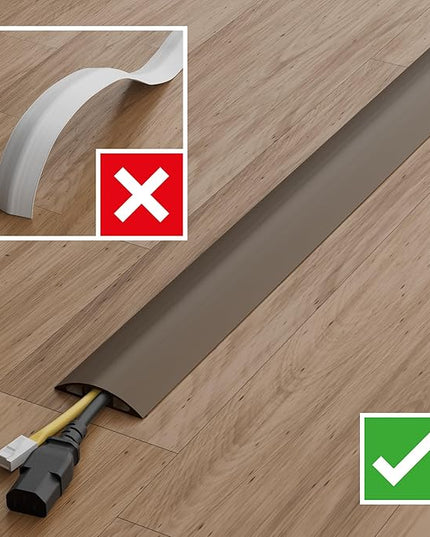 D-Line 6ft Floor Cord Cover, Cable Protector, Hide Extension Cords, Protect Cords, Prevent Cable Trips, Heavy Duty Cord Hider - Cable Cavity = 0.63" (W) x 0.31" (H) - Brown