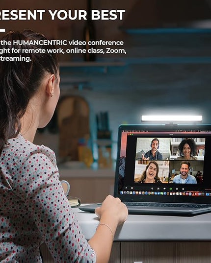 HumanCentric Video Conference Lighting - Webcam Light for Streaming, LED Monitor and Laptop Light for Video Conferencing, Zoom Lighting for Computer, Upgrade Light for Zoom Meetings, Single Kit