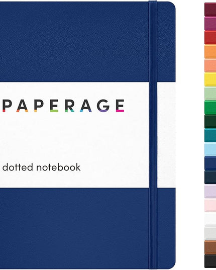 PAPERAGE Dotted Journal Notebook, (Royal Blue), 160 Pages, Medium 5.6 in x 8 in - 100 GSM Thick Paper – Hardcover Journaling Notebook for Work, School & Bullet Journaling