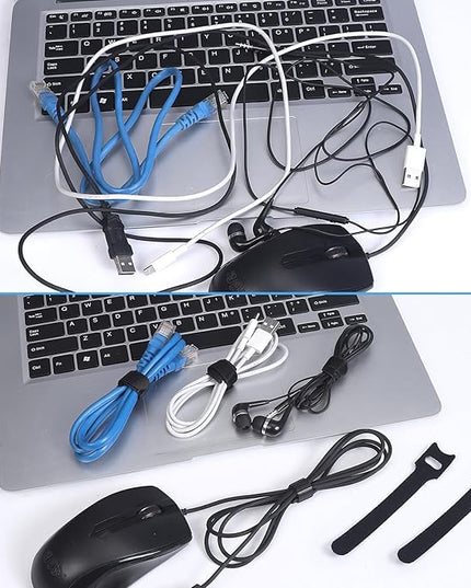 200PCS Reusable Cable Ties Wire Ties Cord Organizer Cable Organizer Adjustable Cable Management Black 4+6+8+10 inch