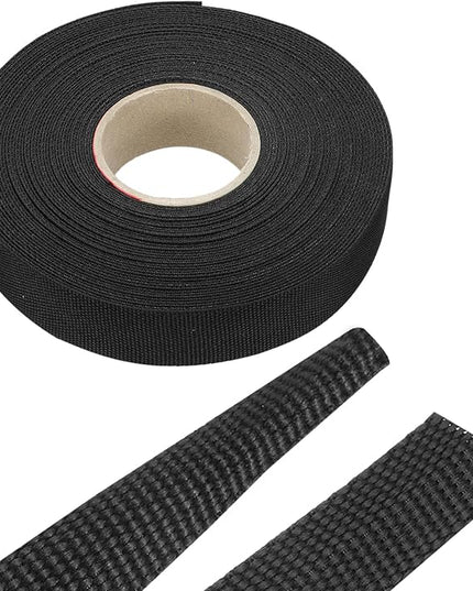 MECCANIXITY Braided Cable Sleeves Heat Shrinkable Fabric Sleeving, 7/8" 60ft Black 2:1 Ratio Heat Shrinkable Cord Protector for Harness Cable, Network Cable Protection, Cable Management