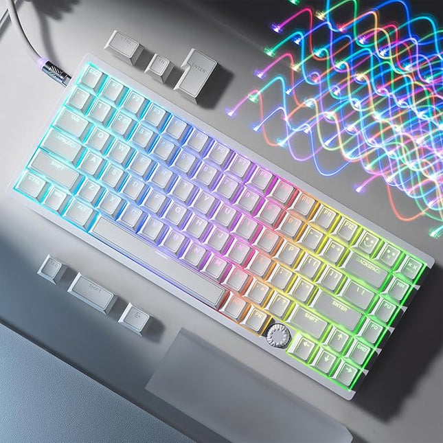 XVX White Shine Through Keycaps, Doubleshot PBT Keycap Set Cherry Profile, 142 Keys Keyboard Keycaps, Universal Compatiability with 60% 65% 75% 80% 100% Mechanical Keyboard with MX Switches