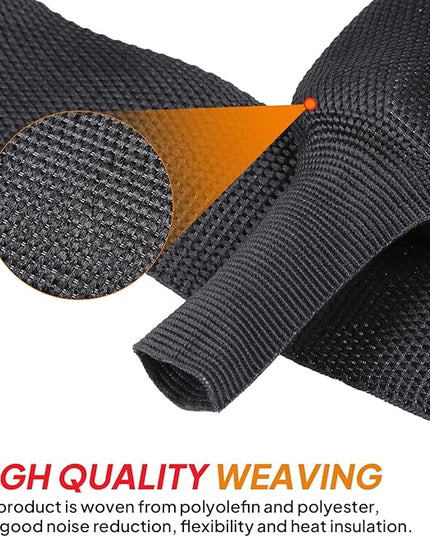 Black 2:1 Ratio Automotive Heat Shrink Braided Sleeving,Wear-Resistant Flat Woven Shrinkable Sleeve Fabric Car Cable Wires Hoses Protection (1"-26ft)
