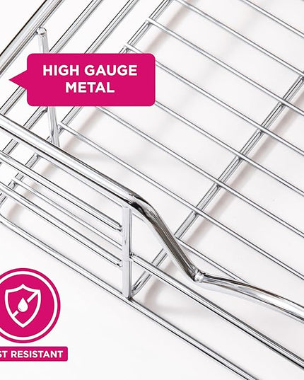 HOLDN’ STORAGE Heavy-Duty Premium Collection Pull Out Cabinet Organizer, Cabinet Drawer Slide Outs, Lifetime Limited Warranty - Basket Size 11" W x 21" D x 5" H, Anti-Rust Chrome Finish