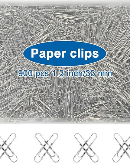 900 Pcs Medium Paper Clips,Paperclips Medium Size (1.3 inch),Smooth Paper Clip for Paperwork,School and Office Supplies.