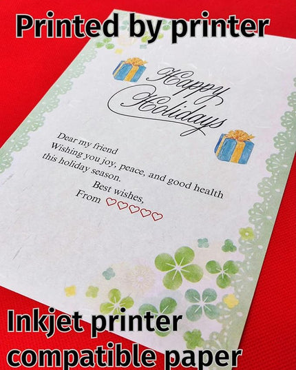 Iyo Washi Printable Stationery Paper 15 Sheets (9.7 x 6.9 inch) Made in Japan, Green Leaf Stationery Paper Japanese Paper, Inkjet Printer, for St. Patrick's Day Letter Writing, Greeting Card