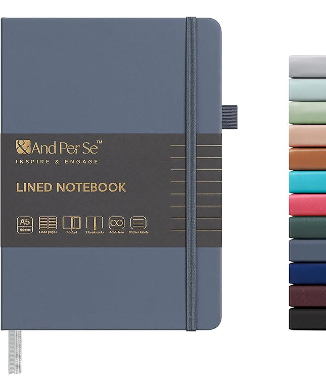 &And Per Se Lined Journal Notebook, 160 Pages, A5 5.7 x 8 inches College Ruled Thick Paper Notebook Journals for Writing, Hardcover Notebooks for Women Men Office School (1 Pack, Dark Blue)