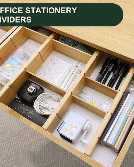 Utoplike 4 PCS Bamboo Kitchen Drawer Dividers with Inserts(Fits 15"-17.7" Drawer Inner Size), Adjustable Drawer Organizers for Socks, Spring Loaded, for Bedroom, Dresser, Bathroom