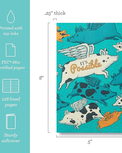Compendium Softcover Journal - It’s Possible – A Write Now Journal with 128 Lined Pages, 5″W x 8″H