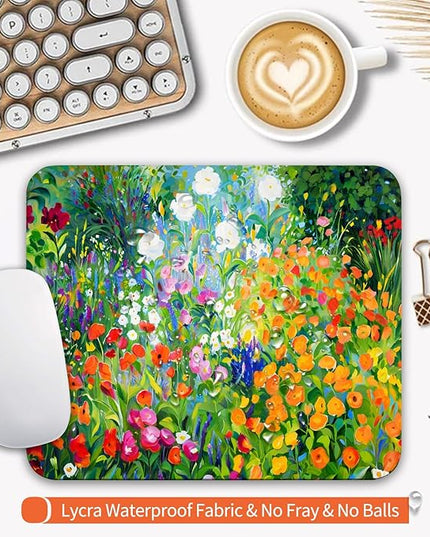 Square Mouse Pad Flowers Floral,Personalized Premium-Textured Custom Mouse Mat Design,Washable Mousepad Lycra Cloth,Non-Slip Rubber Base Computer Mouse Pads for Wireless Mouse
