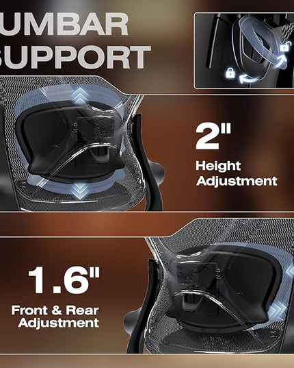ELABEST X100 Ergonomic Office Chair with Footrest, Big and Tall Home Desk Chair with 5D Flip-Up Arms, Adjustable 3D Lumbar Support,High Back Rolling Computer Chair, Swivel Mesh Chairs (Library Oak)