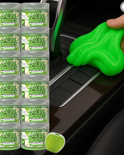 Slime Buddies Car Cleaning Gel Putty - 12 Pack Apple Scented Interior Detailing Tool for Cup Holder, Air Vent & Keyboard - Reusable Auto Detailing Accessories - Dust Remover Goop - Gifts for Men Women