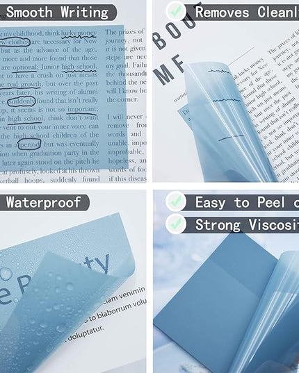 800Pcs Transparent Sticky Notes, 3"x3" Clear Sticky Notes, Waterproof Translucent Sticky Note Pads for Books Annotation, Clear Post it Notes for Bible Study, School, Office（Morandi）