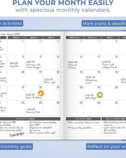 Clever Fox Planner Large – Undated Weekly & Monthly Planner for Productivity, Time Management & Goals – Organizer Journal – 7x10” (Dark Blue)