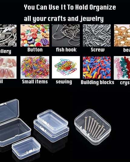 Bead Organizers and Storage-28 Pcs Small Plastic Boxes,Mini Clear Plastic Storage Boxes with Lids,for Jewelry Making Organizer,Containers Hair Accessories, Earrings,Crafts,Sewing Supplies Bead Storage