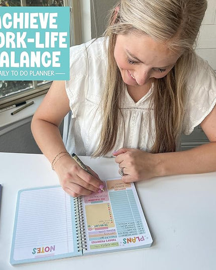 Undated Daily Planner Notebook - Undated Planner Notebooks, Daily To Do List Planners, To Do List Notebook for Work Organization, Day Schedule Planners for Kids and Adults