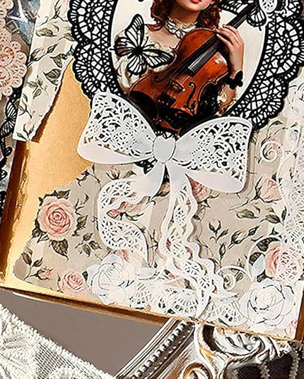 20Pcs Lace Bow Stickers for Scrapbooking Junk Journal Supplies Black White Bows PET Stickers for Journaling Scrapbook Sticker Pack Collage Vintage Decorative Sticker Stationery Decals for Crafts