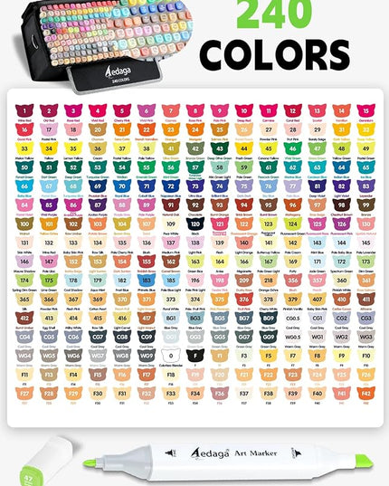 240 Colors Alcohol Markers with Free App, Dual Tip Art Marker with Kickstand Case for Artists Adults. Alcohol Based Markers for Coloring Painting Sketching and Drawing, Great Gift