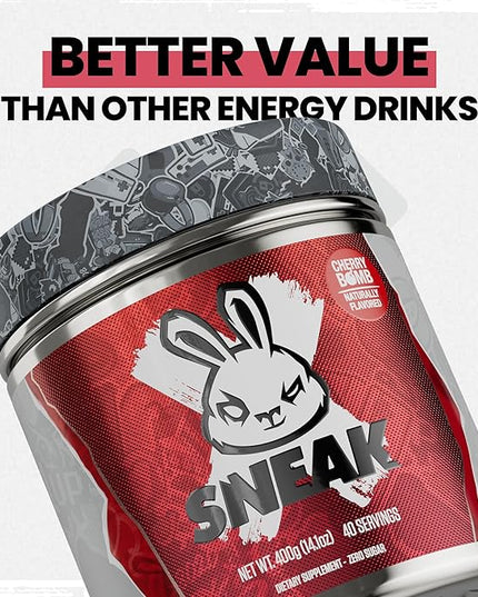 SNEAK Energy Drink Powder | Cherry Bomb | No Sugar. No Nasties. Just Natural Caffeine, Focus-Boosting Nootropics | 40 Servings