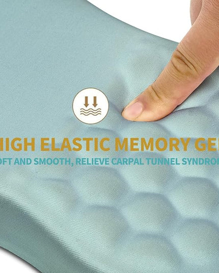Hokafenle Ergonomic Mouse Pad Wrist Support with Massage Design, Wrist Rest Pain Relief Mousepad with Memory Foam&Non-Slip PU Base, Mouse Pads for Wireless Mouse & Desk (12x8 inch,Light Blue)