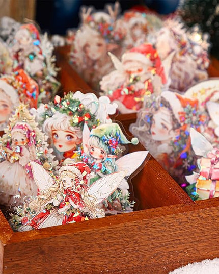 AuriicLeaf Dream Christmas Eve PET Stickers, 90 Pcs Fantasy Ephemera for Scrapbooking, Journaling, DIY Crafting, and Holiday Art Supplies