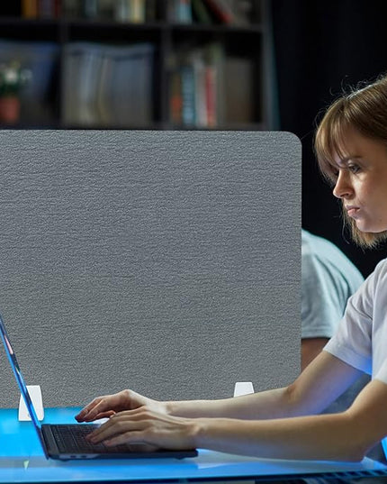 6 Pcs Desk Divider Privacy Panel 20 x 24 Clamp-on Acoustic Freestanding Desktop Partition Dividers with Aluminum Guard Clamps for Office Student Sound Proof Reducing Noise Visual Distractions(Gray)