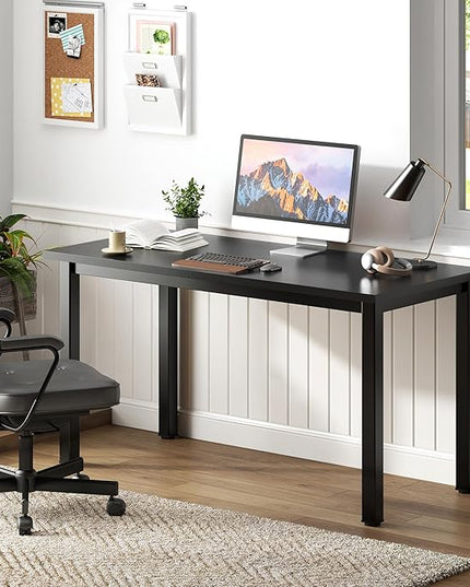 Need Computer Desk, 47 inch Home Office Desk, Modern Simple Style Home Office Gaming Desk, Basic Writing Table for Study Student, Black Metal Frame, Black