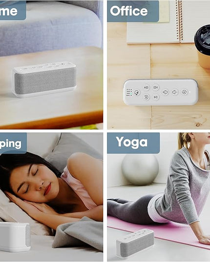 White Noise Sound Machine with Bluetooth,3000mAh Battery Powered,40H Long Lasting,Hi-Fi Audio,30/60/120m Timer,Wireless Portable Sleep Sound Machine for Adults/Baby,Type-C Rechargeable,Headphone Jack