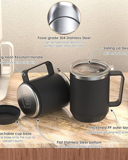 Coffee Mug Warmer & Mug Set for Desk, Smart Coffee Cup Warmer with 16oz Heated Mug, Coffee Heater with Auto Shut Off for Office/Home, Birthday/Valentine's Day/Coffee Gifts for Men & Women, Black