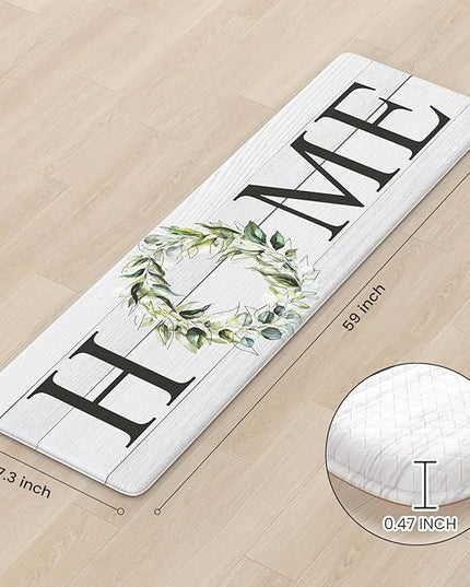 KIMODE Farmhouse Kitchen Runner Rug,17.3" x 59" Anti Fatigue Kitchen Mats for Floor Cushioned,Non-Skid Waterproof Comfort Thick Kitchen Floor Standing Mat for Front Sink,Laundry Room,Home