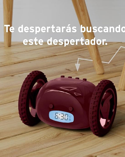 CLOCKY Extra Loud Alarm Clock for Heavy Sleepers on Wheels Rolls Runs Away Vibrating, Easy to Set Super Smart Snooze Digital Bed Shaker Alarm Clock Funny Gift for Adults Kids Teens Bedrooms (Wine)