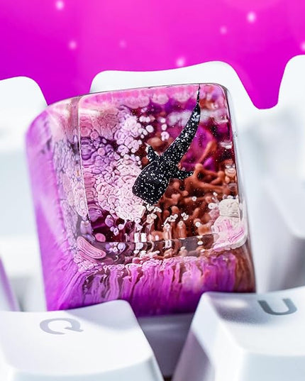 Whale Shark Artisan Keycap Purple and Maroon Ocean R1 SA Profile Custom Sea Creatures Keycaps 1U ESC Handmade Gaming Resin Key Cap Cherry MX Switch Compatible Mechanical Keyboard Sea Lover Gift