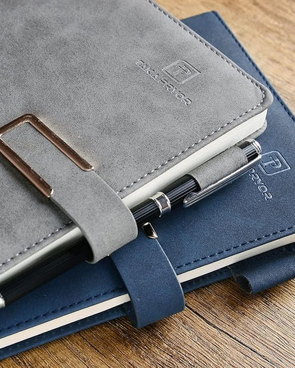 2-Pack Ruled Journal Notebook Bulk,Hardcover Magnetic Clasp Cover,with Pen Loop，Medium 5.7 x 8.3 inches, 120 GSM Thick Paper, Gifts(Lined Blue)
