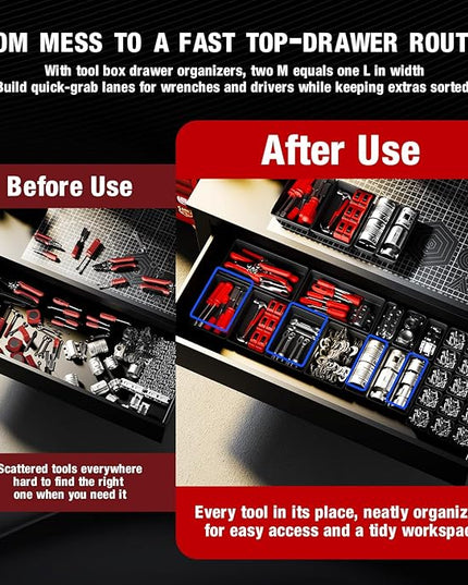 10 PCS Tool Box Drawer Organizers, Large & Medium Tool Trays for Tool Box Organization, Tool Organizers and Storage for Garage and Rolling Tool Chest